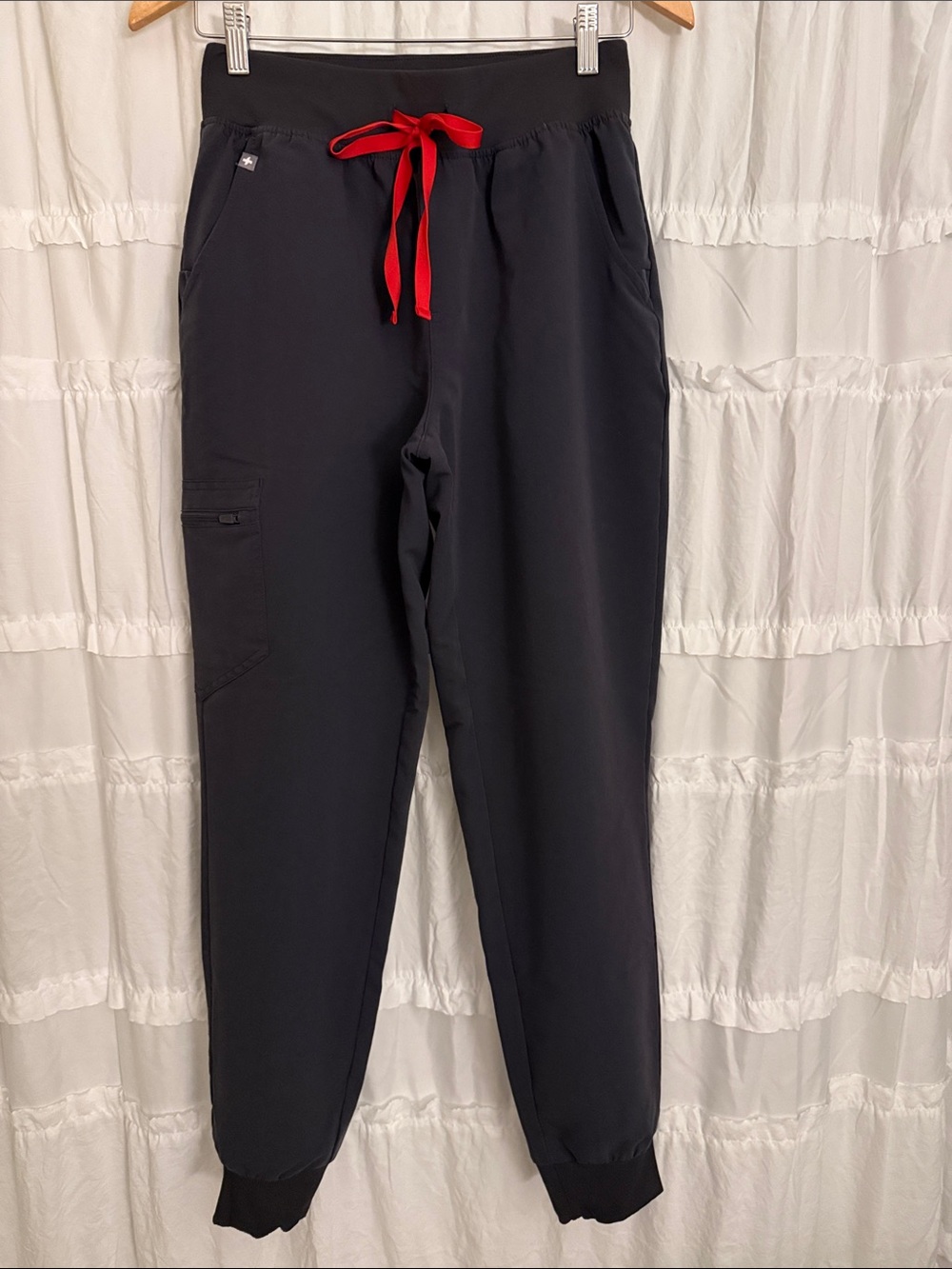 Figs Unisex Charcoal Joggers with Red Drawstring